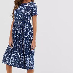 Wednesday's Girl Smudge Print Dot Midi Dress